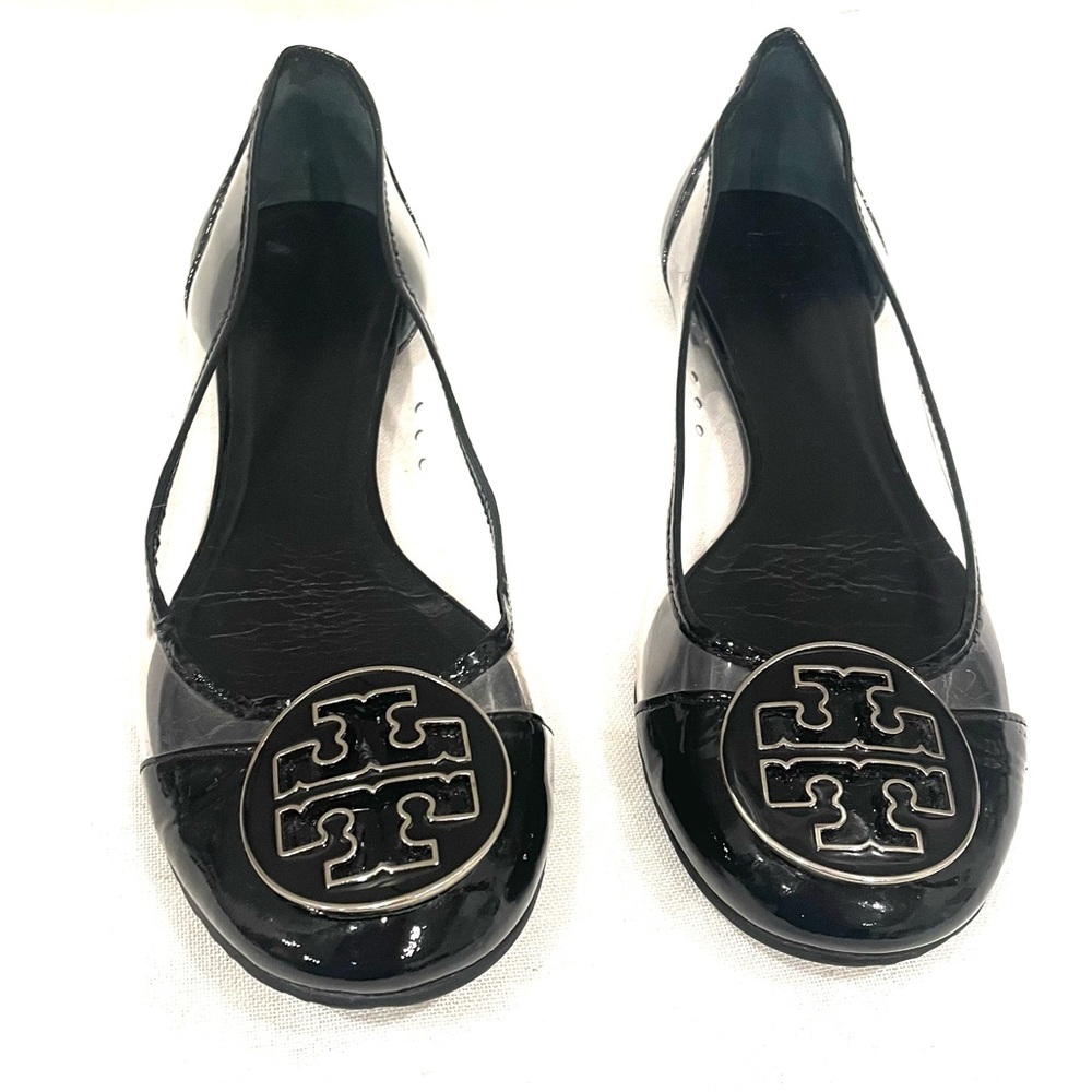 Tory Burch Reva Audrey Black & Clear Ballet Flat Size 7